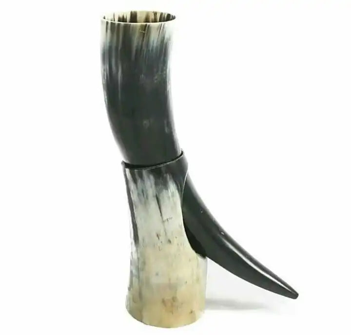 Horn cup with a holder Horn cup with a holder